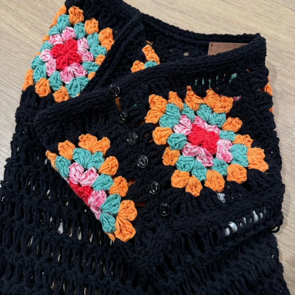 ALANUI Black Crochet Fringe Skirt with Colorful Accents - Xs/S - Picture 6 of 7